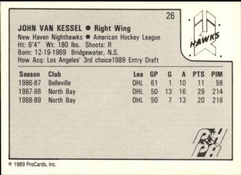 1989-90 ProCards AHL #26 John Van Kessel Back