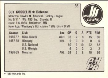 1989-90 ProCards AHL #36 Guy Gosselin Back