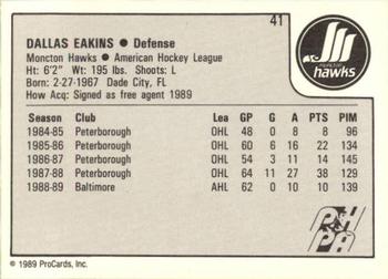 1989-90 ProCards AHL #41 Dallas Eakins Back
