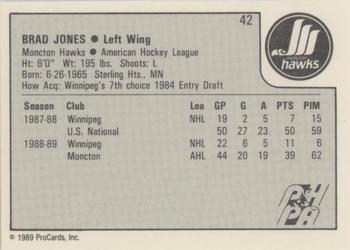 1989-90 ProCards AHL #42 Brad Jones Back