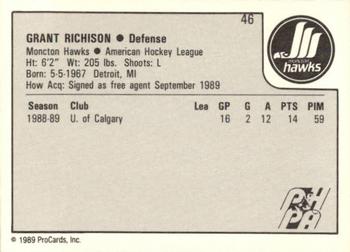 1989-90 ProCards AHL #46 Grant Richison Back