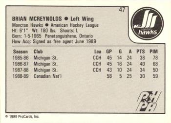 1989-90 ProCards AHL #47 Brian McReynolds Back