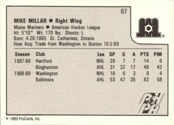 1989-90 ProCards AHL #67 Mike Millar Back