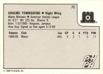 1989-90 ProCards AHL #70 Graeme Townshend Back