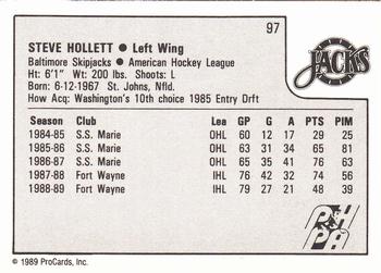 1989-90 ProCards AHL #97 Steve Hollett Back