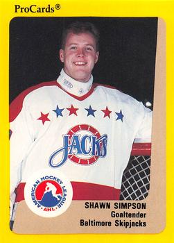 1989-90 ProCards AHL #98 Shawn Simpson Front