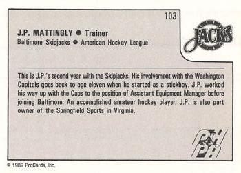 1989-90 ProCards AHL #103 J.P. Mattingly Back