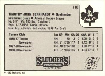 1989-90 ProCards AHL #110 Tim Bernhardt Back