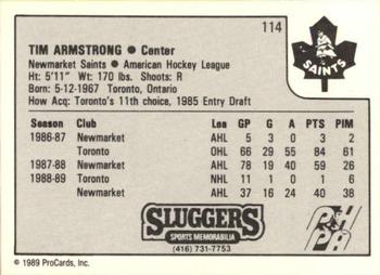 1989-90 ProCards AHL #114 Tim Armstrong Back