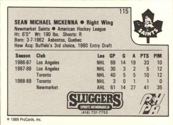 1989-90 ProCards AHL #115 Sean McKenna Back