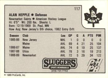 1989-90 ProCards AHL #117 Alan Hepple Back
