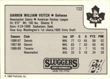 1989-90 ProCards AHL #123 Darren Veitch Back