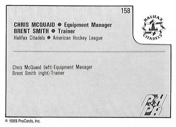 1989-90 ProCards AHL #158 Chris McQuaid / Brent Smith Back