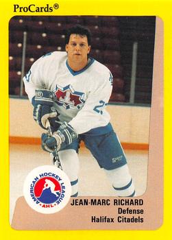 1989-90 ProCards AHL #173 Jean-Marc Richard Front