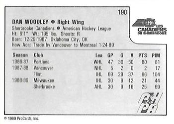 1989-90 ProCards AHL #190 Dan Woodley Back