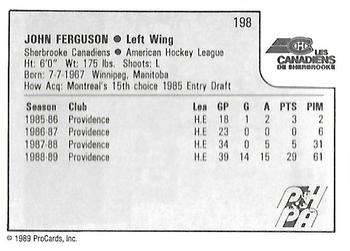 1989-90 ProCards AHL #198 John Ferguson Back