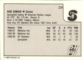 1989-90 ProCards AHL #234 Rob DiMaio Back