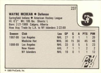 1989-90 ProCards AHL #237 Wayne McBean Back