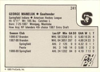1989-90 ProCards AHL #241 George Maneluk Back