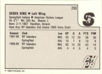 1989-90 ProCards AHL #250 Derek King Back