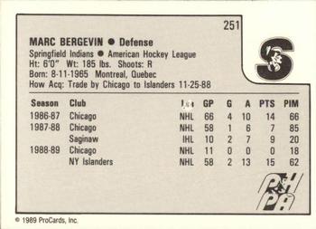 1989-90 ProCards AHL #251 Marc Bergevin Back
