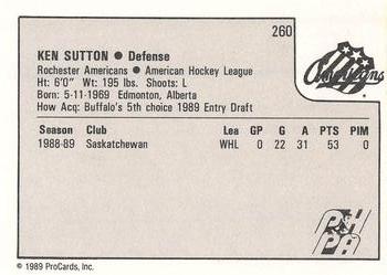 1989-90 ProCards AHL #260 Ken Sutton Back