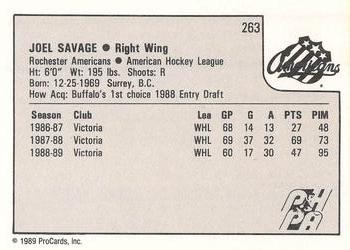 1989-90 ProCards AHL #263 Joel Savage Back