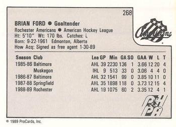 1989-90 ProCards AHL #268 Brian Ford Back