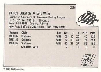 1989-90 ProCards AHL #269 Darcy Loewen Back