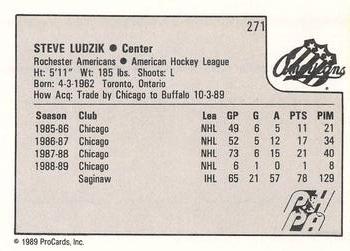 1989-90 ProCards AHL #271 Steve Ludzik Back