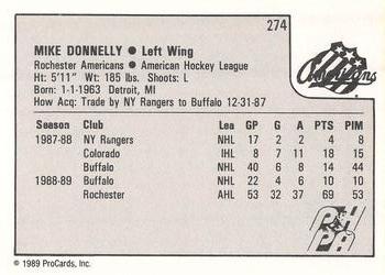 1989-90 ProCards AHL #274 Mike Donnelly Back