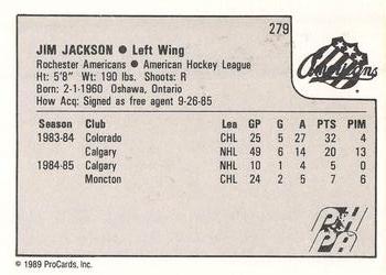 1989-90 ProCards AHL #279 Jim Jackson Back