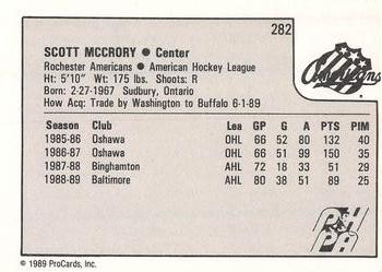 1989-90 ProCards AHL #282 Scott McCrory Back
