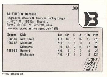 1989-90 ProCards AHL #289 Al Tuer Back