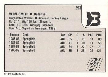 1989-90 ProCards AHL #293 Vern Smith Back