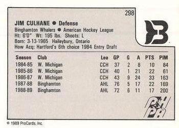 1989-90 ProCards AHL #298 Jim Culhane Back