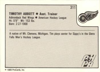 1989-90 ProCards AHL #311 Timothy Abbott Back