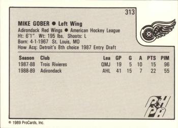 1989-90 ProCards AHL #313 Mike Gober Back
