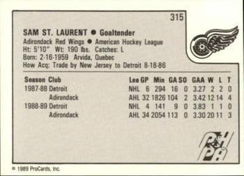 1989-90 ProCards AHL #315 Sam St. Laurent Back