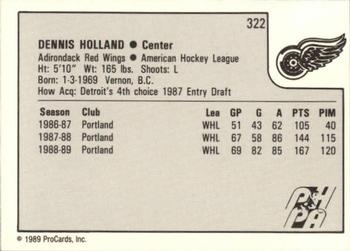 1989-90 ProCards AHL #322 Dennis Holland Back