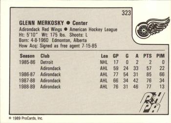 1989-90 ProCards AHL #323 Glenn Merkosky Back