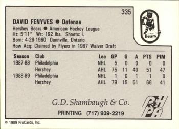 1989-90 ProCards AHL #335 Dave Fenyves Back