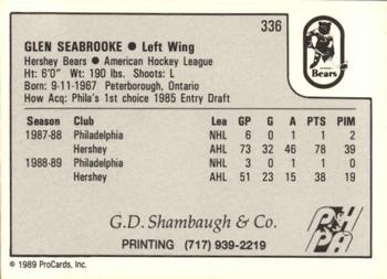 1989-90 ProCards AHL #336 Glen Seabrooke Back