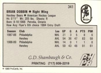 1989-90 ProCards AHL #341 Brian Dobbin Back