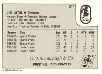 1989-90 ProCards AHL #344 Jiri Latal Back