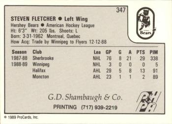 1989-90 ProCards AHL #347 Steven Fletcher Back