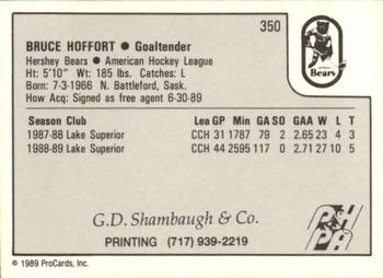 1989-90 ProCards AHL #350 Bruce Hoffort Back