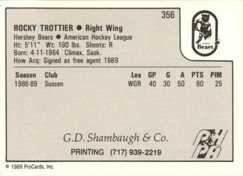1989-90 ProCards AHL #356 Rocky Trottier Back