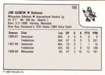 1989-90 ProCards IHL #185 Jim Agnew Back