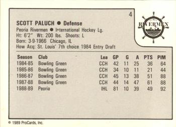 1989-90 ProCards IHL #4 Scott Paluch Back